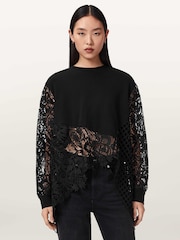 AllSaints Black Malorie Long Sleeve Top - Image 1 of 5