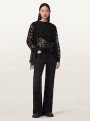 AllSaints Black Malorie Long Sleeve Top - Image 2 of 5