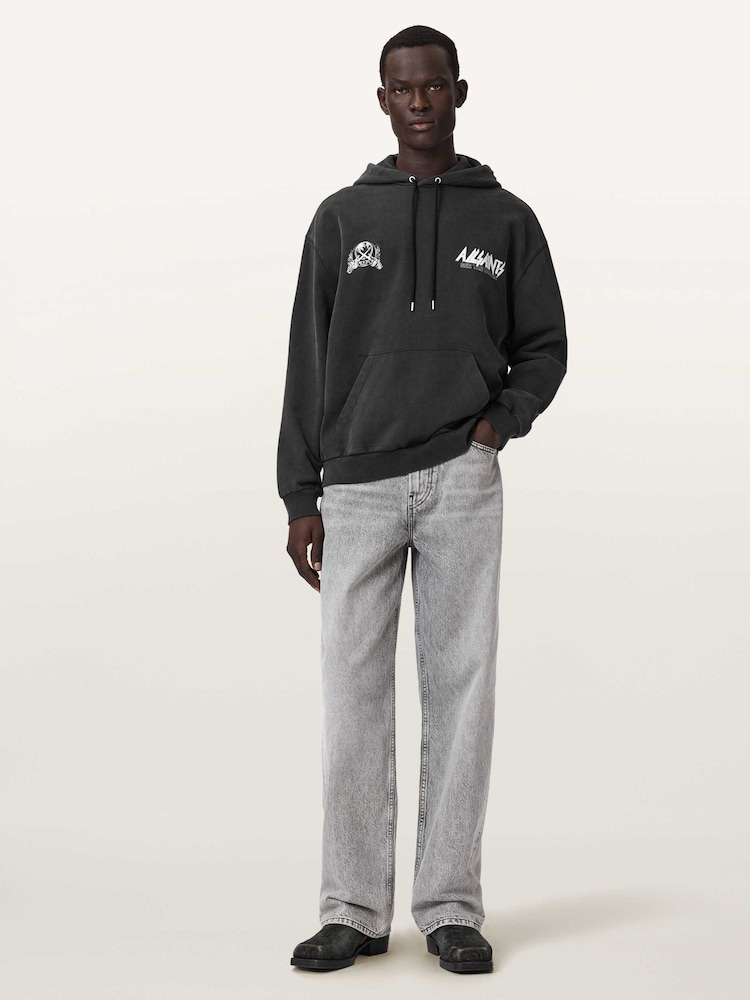 AllSaints Black Chromium Over The Head Hoodie - Image 2 of 7
