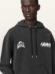 AllSaints Black Chromium Over The Head Hoodie - Image 4 of 7