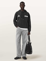 AllSaints Black Chromium Over The Head Hoodie - Image 6 of 7