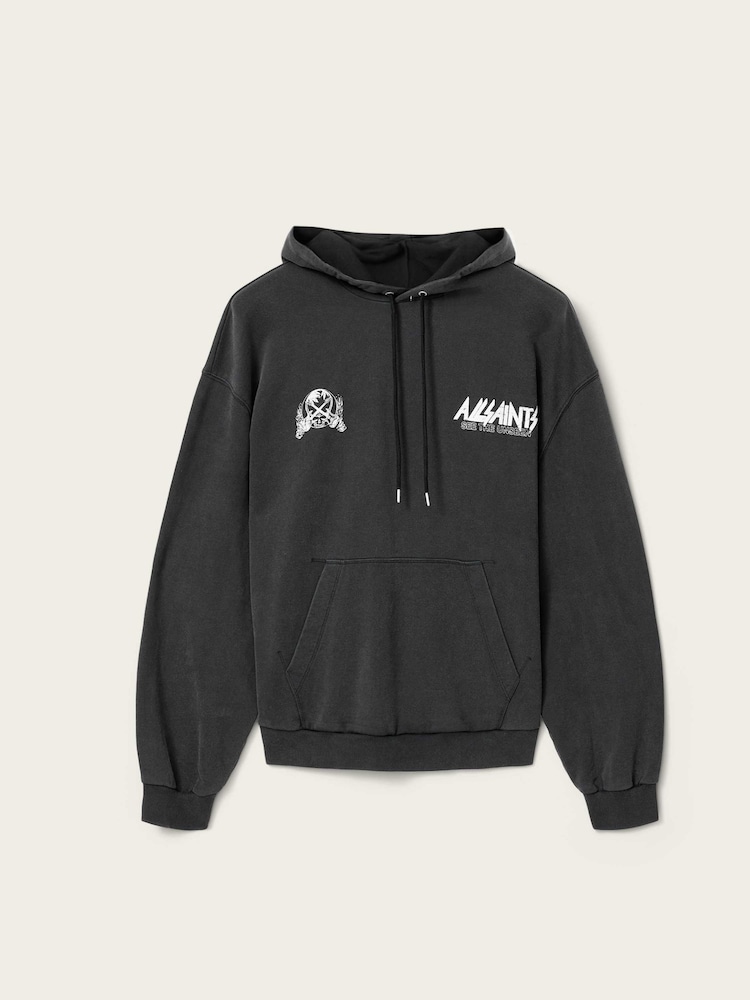 AllSaints Black Chromium Over The Head Hoodie - Image 7 of 7