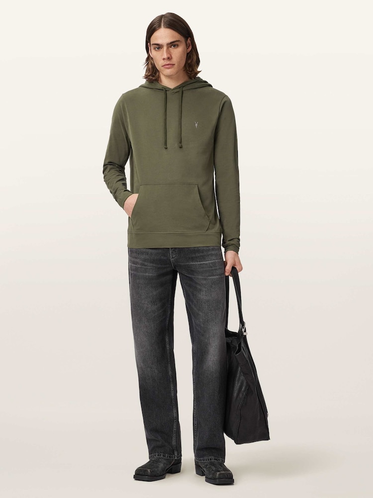 AllSaints Green Brace Over The Head Hoodie - Image 2 of 6