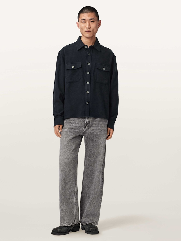 AllSaints Blue Haiku Long Sleeve Shirt - Image 2 of 7 AllSaints Blue Haiku Long Sleeve Shirt - Image 2 of 7