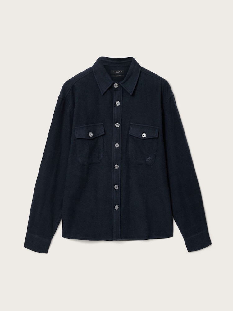 AllSaints Blue Haiku Long Sleeve Shirt - Image 7 of 7 AllSaints Blue Haiku Long Sleeve Shirt - Image 7 of 7