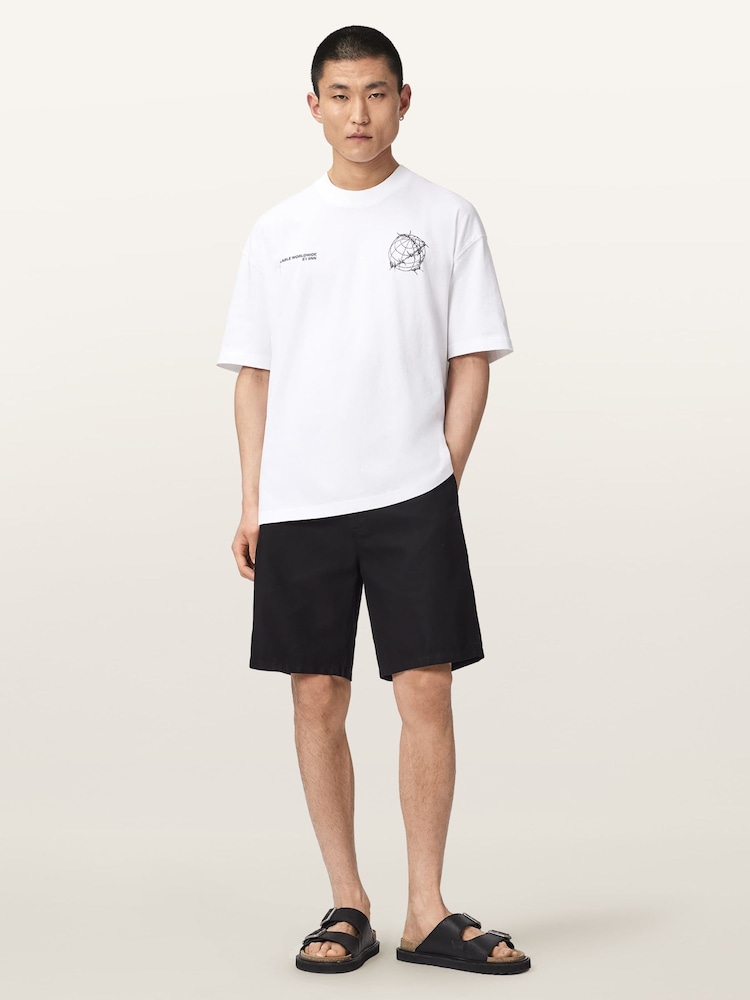 AllSaints White Caller Short Sleeve Crew Neck T-Shirt - Image 2 of 7 AllSaints White Caller Short Sleeve Crew Neck T-Shirt - Image 2 of 7