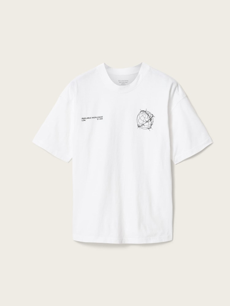 AllSaints White Caller Short Sleeve Crew Neck T-Shirt - Image 7 of 7 AllSaints White Caller Short Sleeve Crew Neck T-Shirt - Image 7 of 7