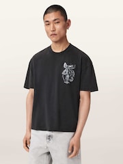 AllSaints Black Seraph Short Sleeve Crew Neck T-Shirt - Image 2 of 8