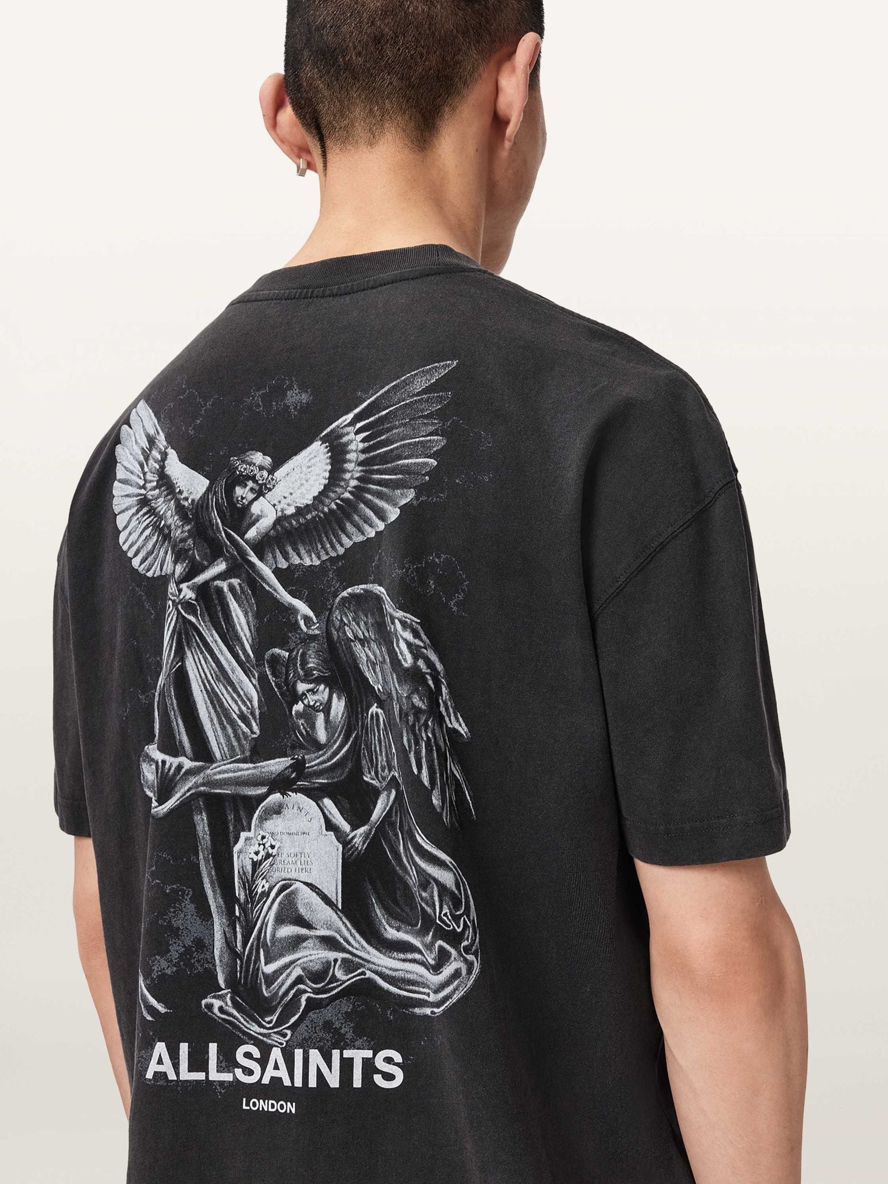Buy AllSaints Black Seraph Short Sleeve Crew Neck T-Shirt from
