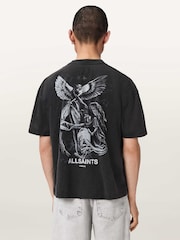 AllSaints Black Seraph Short Sleeve Crew Neck T-Shirt - Image 6 of 8