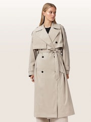 AllSaints Grey Linnie Lib Trench Coat - Image 2 of 8