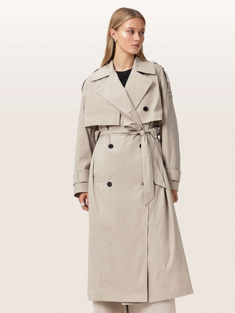 AllSaints Grey Linnie Lib Trench Coat - Image 2 of 8