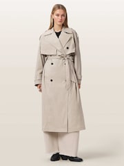 AllSaints Grey Linnie Lib Trench Coat - Image 3 of 8
