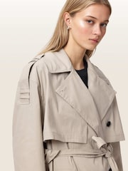 AllSaints Grey Linnie Lib Trench Coat - Image 4 of 8