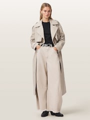 AllSaints Grey Linnie Lib Trench Coat - Image 7 of 8