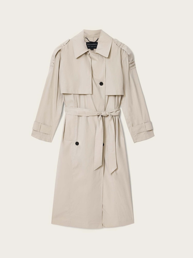 AllSaints Grey Linnie Lib Trench Coat - Image 8 of 8