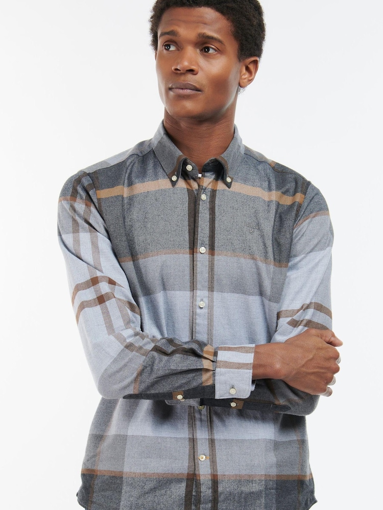 Barbour® Grey Iceloch Tartan Check Long Sleeve Cotton Shirt - Image 1 of 6