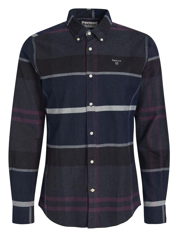 Barbour® Black Slate Iceloch Tartan Check Long Sleeve Cotton Shirt - Image 7 of 7