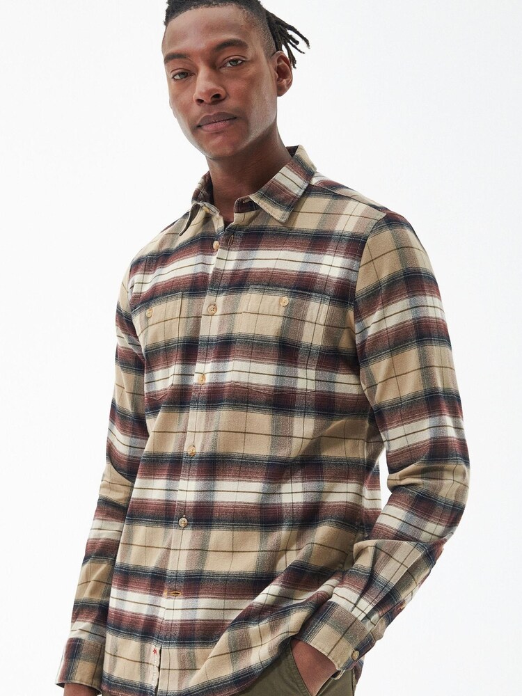 Barbour® Stone Askrigg Check Long Sleeve Shirt - Image 1 of 8