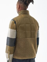 Barbour® Khaki Green Fell Borg Fleece Hybrid Gilet - Image 2 of 7