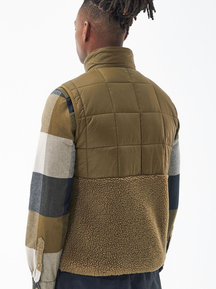 Barbour® Khaki Green Fell Borg Fleece Hybrid Gilet - Image 2 of 7