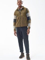 Barbour® Khaki Green Fell Borg Fleece Hybrid Gilet - Image 3 of 7