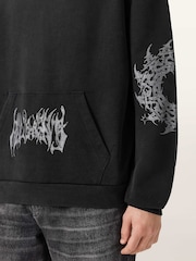 AllSaints Black Helvette Over The Head Hoodie - Image 2 of 8