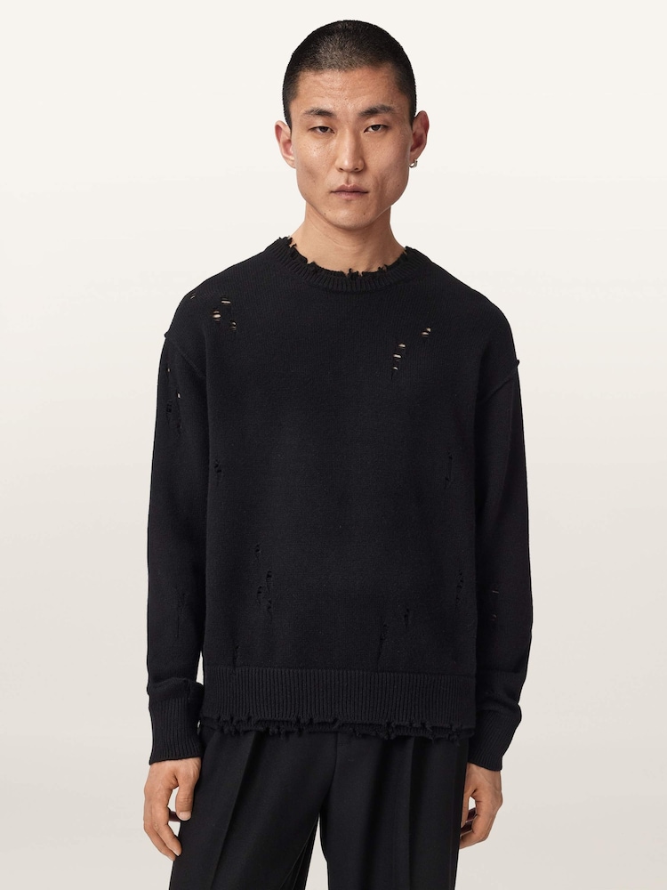 AllSaints Black Wolf Crew Jumper - Image 1 of 6