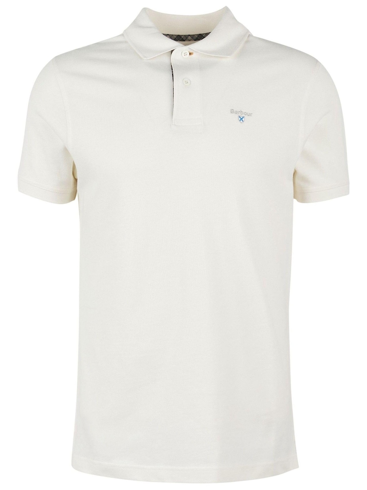 Barbour® Ecru White Classic Pique Polo Shirt - Image 6 of 6
