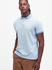 Barbour® Chambray Blue Mens Sports Polo Shirt - Image 1 of 6
