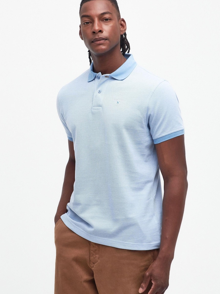 Barbour® Chambray Blue Mens Sports Polo Shirt - Image 1 of 6 Barbour® Chambray Blue Mens Sports Polo Shirt - Image 1 of 6
