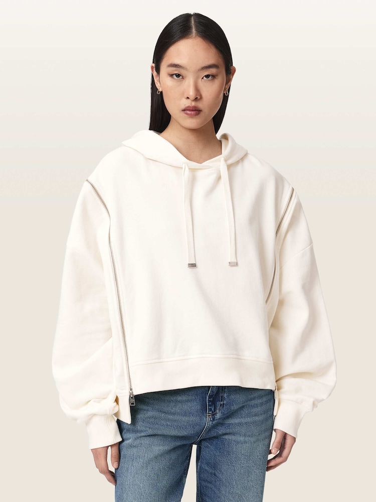 AllSaints White Ciara Hoodie - Image 1 of 8