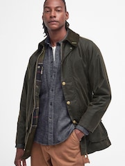 Barbour® Olive Green 40th Anniversary Beaufort Waxed Jacket - Image 3 of 10