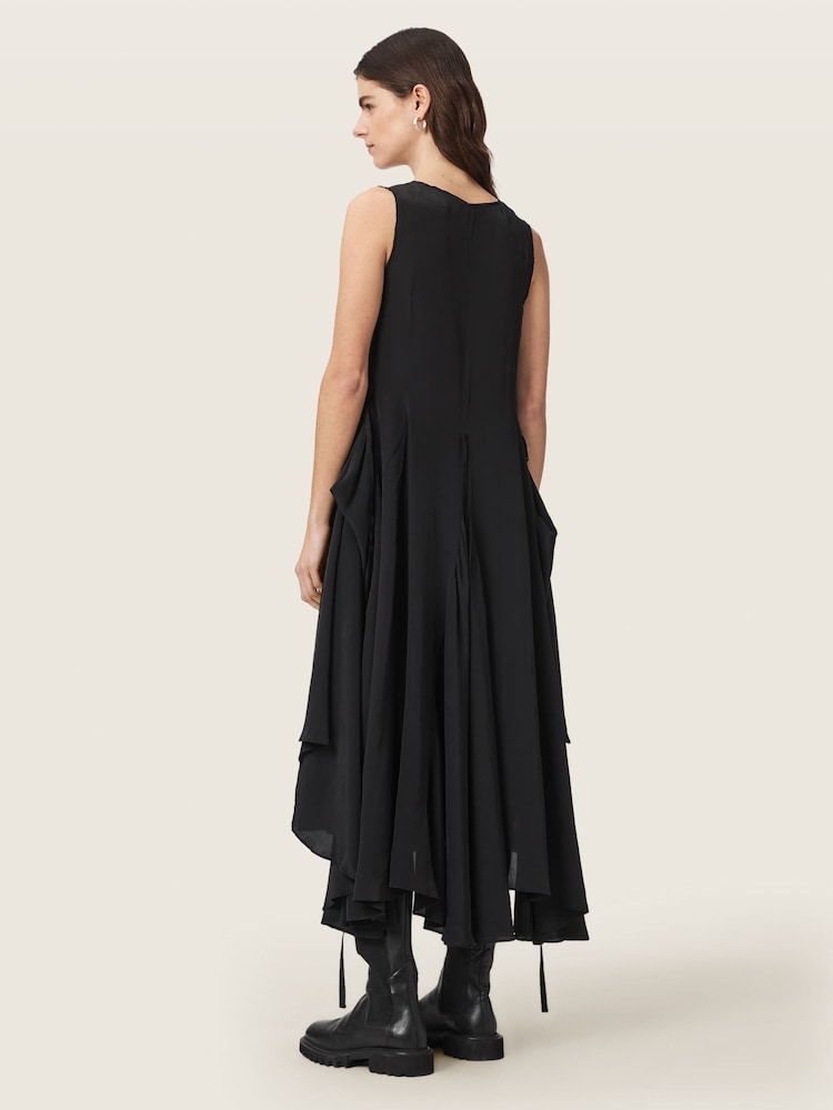 all saints black midi dress AllSaints Women's Sybil Sleeveless Dress, Black, Size 8 DIY Black Widow Costume while the kick split LNLS dress colors:Blue CVC Basque Waist