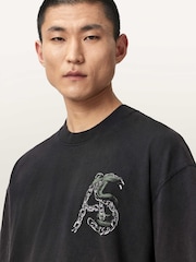 AllSaints Black Linx Short Sleeve Crew Neck T-Shirt - Image 4 of 7