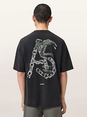 AllSaints Black Linx Short Sleeve Crew Neck T-Shirt - Image 5 of 7