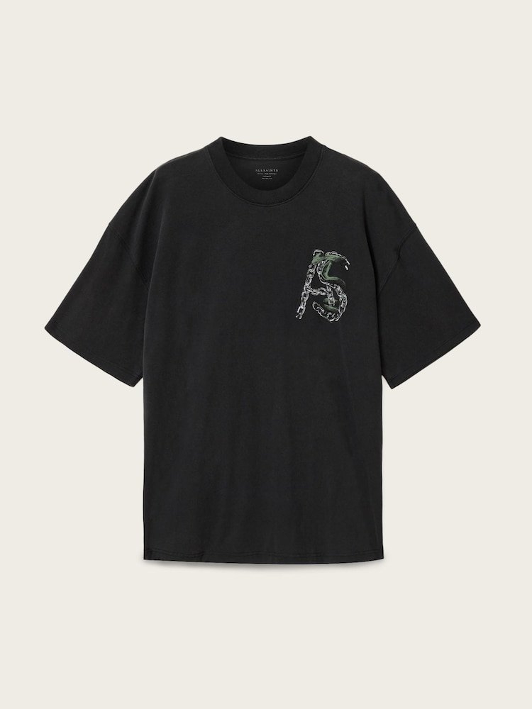 AllSaints Black Linx Short Sleeve Crew Neck T-Shirt - Image 7 of 7
