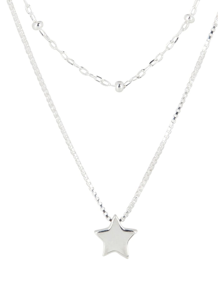 Oliver Bonas Silver Plated Sky Star Charm Layered Necklace - Image 1 of 5