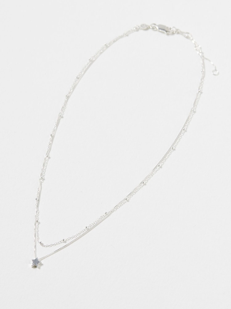 Oliver Bonas Silver Plated Sky Star Charm Layered Necklace - Image 2 of 5