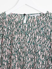 Oliver Bonas Pink Brushmark Print Plisse Swing Blouse - Image 6 of 8