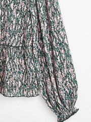 Oliver Bonas Pink Brushmark Print Plisse Swing Blouse - Image 7 of 8