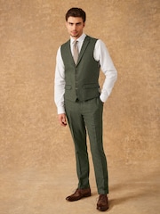 Green Regular Fit Trimmed Donegal Waistcoat - Image 2 of 13