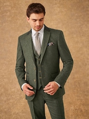 Green Regular Fit Trimmed Donegal Waistcoat - Image 3 of 13