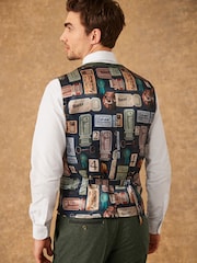 Green Regular Fit Trimmed Donegal Waistcoat - Image 5 of 13