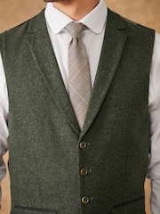 Green Regular Fit Trimmed Donegal Waistcoat - Image 6 of 13