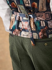 Green Regular Fit Trimmed Donegal Waistcoat - Image 7 of 13