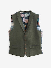Green Regular Fit Trimmed Donegal Waistcoat - Image 9 of 13