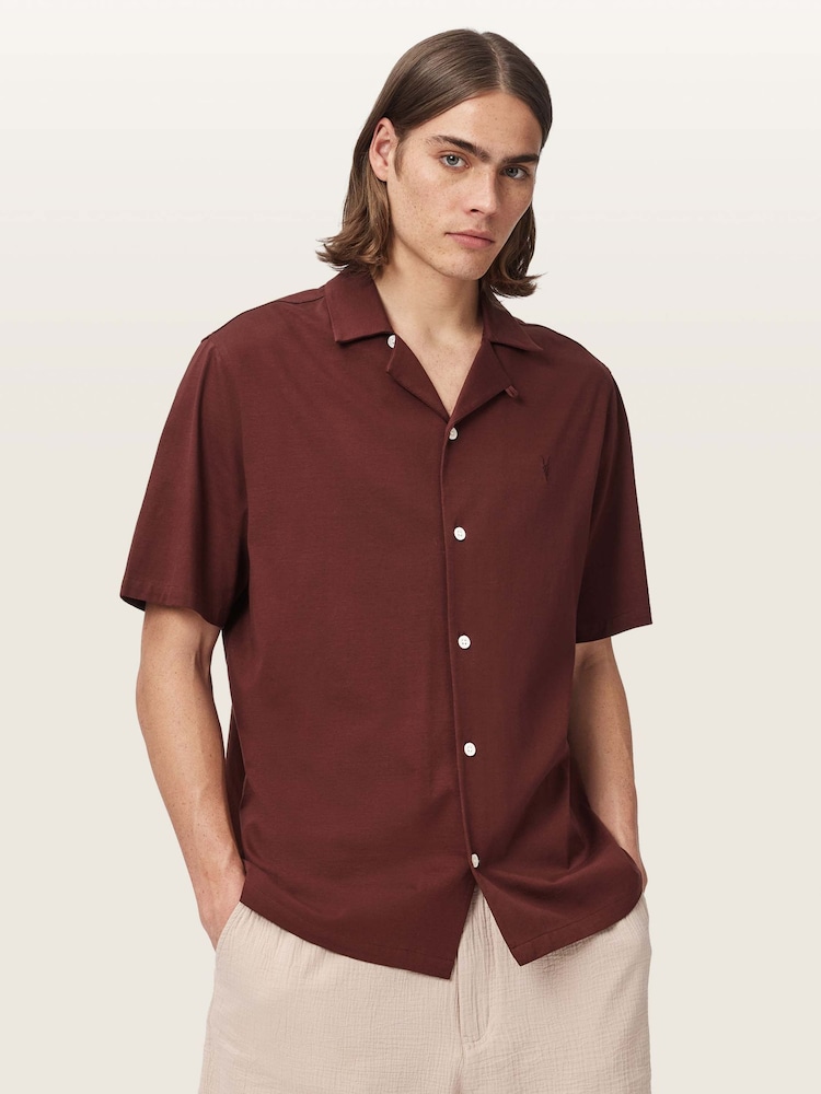 AllSaints Red Hudson Short Sleeve Shirt - Image 1 of 6