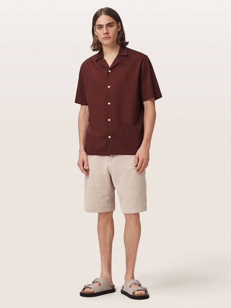 AllSaints Red Hudson Short Sleeve Shirt - Image 2 of 6
