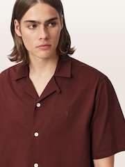 AllSaints Red Hudson Short Sleeve Shirt - Image 3 of 6